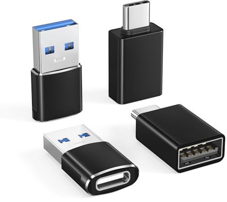 BASESAILOR USB to USB C Adapter with USBC Male to USB A Female 3.0 4Pack,Thunderbolt 4 3 OTG Charger Converter for Mac,iPhone 17 17e 16e 16 15 14 13 Pro Max,iPad Air,Samsung Galaxy S26 S25 S24 Ultra