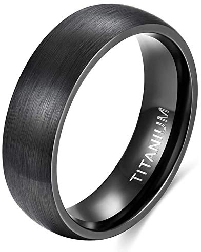 Zakk Ring Damen Herren Schwarz Titan Eheringe Partnerringe Trauringe Verlobungsringe Gebürsteter Komfort Fit 6mm 8mm (Schwarz-6mm, 66 (21.0))