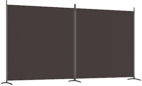 vidaXL Biombo Divisor de 2 Paneles de Tela marrón 348x180 cm