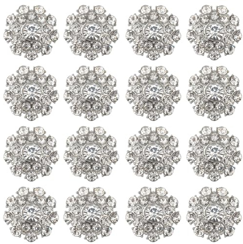 GORGECRAFT 16 pz Decorazioni con Strass Lucidi In Metallo Fiore Bottone In Cristallo Decorazione Floreale Bottoni per Artigianato Festa di Nozze Bouquet Da Cucire su Abbigliamento Kit Bouquet Da Sposa