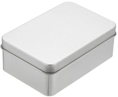 sourcing map Metal Tin Box Containers with Lid 4.2x2.8x1.6 Inch Silver | Mini Portable Metal Rectangular Empty Hinged Tins Box for Candy Tins Gift Card