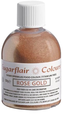 Sugarflair Sugar Sprinkles Rose Gold, Oro Rosa, Sprinkles Commestibili, Decorazioni di Zucchero per Torte, Cupcake e Biscotti - 100g