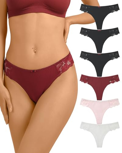 Lot 3/6 String Tanga Femme Sexy Chic Bikini Coton Tanga Dentelle Culotte Papillons Hipster Confort Panties