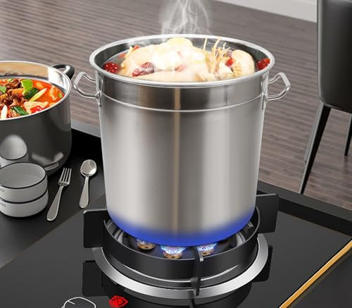 MEELRYD Olla grande de acero inoxidable, 35 litros, olla de inducción, olla de inducción con sopa, para todo tipo de fuegos, grosor de 1,2 mm