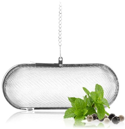 COM-FOUR® Passoire à thé en acier inoxydable 304, lavable au lave-vaisselle - Infuseur à thé de 11 cm pour thé en vrac, épices et herbes - Filtre à thé à mailles fines avec chaîne - Passoire à herbes