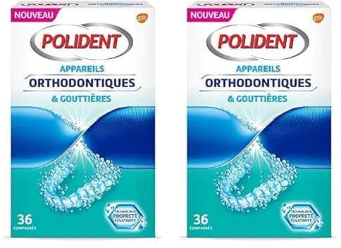 Polident Corega Appareils Orthodontiques et Gouttières 36 comprimés (Lot de 2)