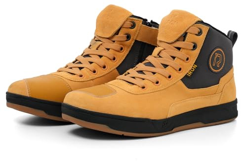 IRON JIA'S Chaussures Moto Bottes Moto Hommes, Adaptées à Toutes Les Saisons Imperméables Antidérapantes Respirantes à la Mode et Cnfortables Jaune 40