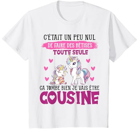 Je Vais être Cousine Licorne Annonce Future Cousine 2025 T-Shirt