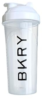 bvkhary BKRY Shaker Bottle - BPA-Free Protein Shaker Cup with Wire Whisk for Smooth Mixes, Perfect for Bulk Building, Pre-Workout, and Diet Nutrition 700ml 25oz, Clear White