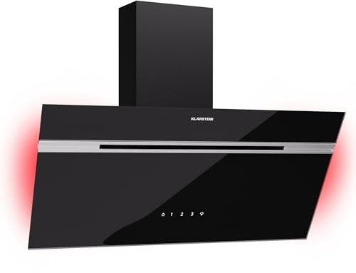 Klarstein Alina - Cappa da Cucina, 80cm, 600 m³/ora, Classe A, Cappa con LED, 3 Livelli di Potenza, Ricircolo & Scarico, 69 dB, Filtri a Carboni Inclusi, Nera