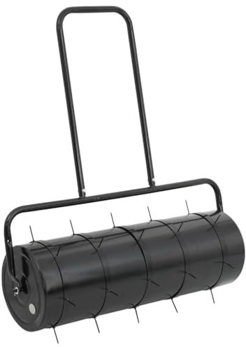 Home & Garden, rodillo de césped para muebles de jardín con abrazaderas aireadoras, color negro, hierro y acero, 63 L