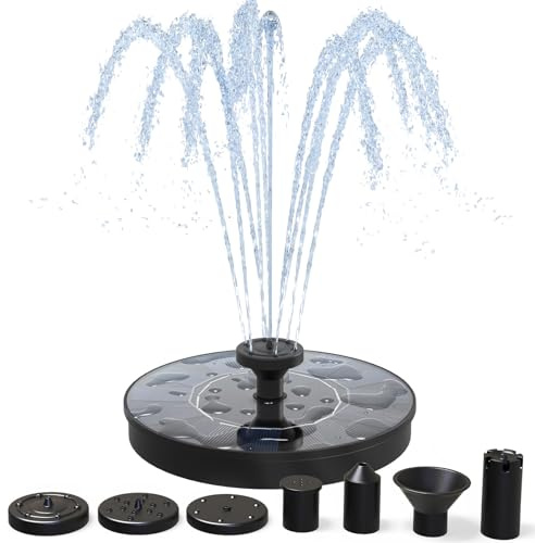 AMZtime 2026 Upgraded Solar Water Fountain with 6 Spray Effects, Solar Floating Fountain Pump, Solar Water Feature for Garden, Pond, Bird Bath