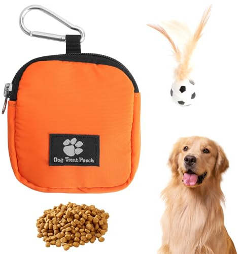 Borsa Snack per Cani con Pallina Giocattolo,Marsupio Addestramento Cane con Gancio Moschettone per addestramento all'aperto Ultraleggera 37g Chiusura Ermetica per Passeggiate Addestramento Outdoor