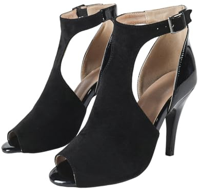 Hixingo Scarpe da Ballo Latino Americano Tacco 10 cm, Scarpe da Ballo Latino Americano Liscio Donna in Pelle per Salsa, Ballo da Sala, Jazz e Pratica Prestazioni (Nero,45)