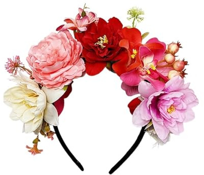 Hårband med konstgjord blomsterkrans Faux blommig krona pannband Flerfärgad for kvinnor bröllopsfotografering(Color3)