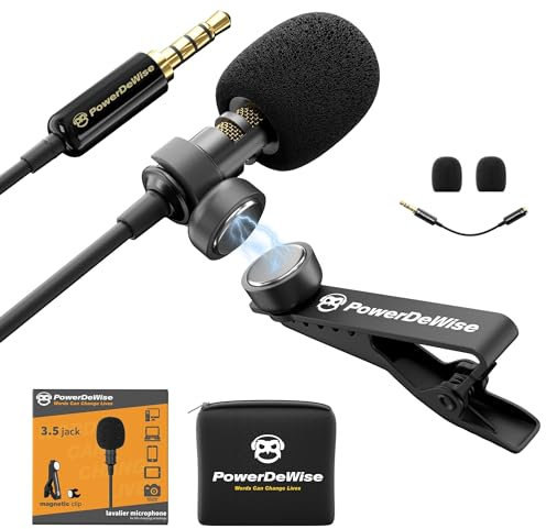 Professionelles Lavalier Mikrofon Omnidirektionales Ansteckmikrofon mit Klammersystem Perfekt für die Aufnahme von Youtube / Interview / Videokonferenz / Podcast / Sprachdiktat / iPhone/ASMR
