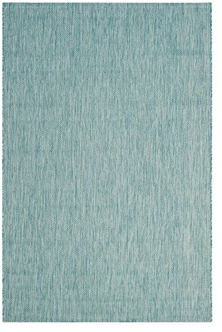 SAFAVIEH Tappeto Contemporaneo per Soggiorno, Sala da pranzo, Camera da letto - Courtyard Collection, A Pelo Corto, Aqua scuro e Aqua chiaro, 79 X 152 cm