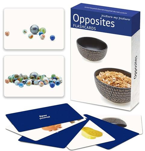 Picture My Picture Opposites Flash Card Set – Speech Therapy Tool for Vocabulary, Communication & Thinking, Scratch-Resistant with Activity Guide, Suitable for Education, ESL & ABA – Set of 40
