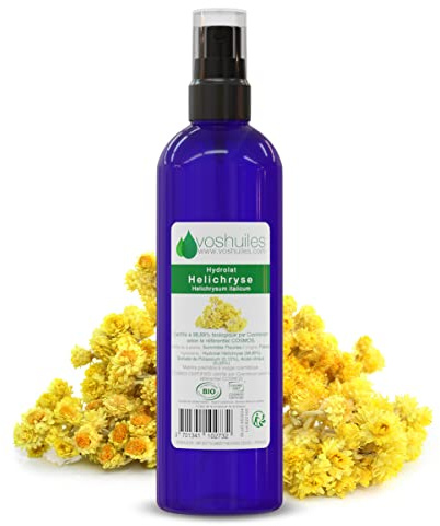 VOSHUILES - Hydrolat d'Hélichryse COSMOS - Eau florale 100% Pure et Naturelle - Soin Cosmétique au Parfum Herbacé - Certifié Cosmos - 100ml