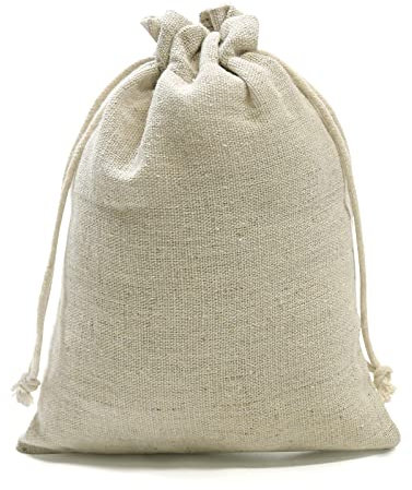 SumDirect 20pc Cotton Muslin Bags - Brown Small Lightweight Gift Pouches w/ Drawstring for Wedding, Party, Birthday (15x20cm)