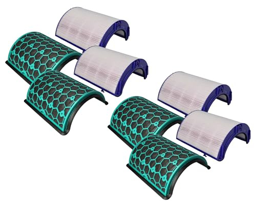 vhbw 4-delat filterset kompatibel med Dyson Pure Hot + Cool HP04 luftfuktare, luftrenare – 4 x ersättningsfilter (HEPA-filter, aktivt kolfilter)