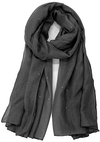 Van Der Rich ® - Pailletten Schal Weiches Halstuch - Damen (1-Schwarz, One Size)