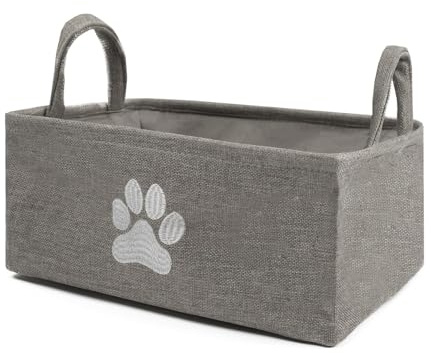 OHS Toy Storage Basket Dog Toy Box Storage, Blanket Box Dog Basket Dog Organiser Box Pet Basket for Toys with Large Storage, Dog Grooming Box Living Room Charcoal Grey