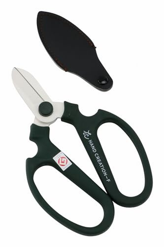 Japanese Floral Scissors - SAKAGEN Hand Creation, Professional Ultra Sharp Flower Shears for Floral Design, Ikebana & Gardening, Made in Japan, F-170 (Moss Green)