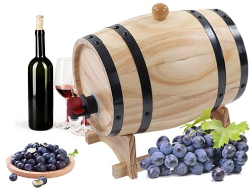 Topyond Pino De Vino, Barril De Bourbon De Madera, Barriles De Envejecimiento De Pino De Vino De Elaboración Propia, Barriles De Cerveza Para Bar, Catering, Tienda De Barbacoas Y Amantes del Vino(5L)