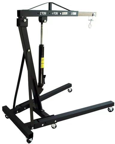 GCZQYAM Gru per Motore Pieghevole, Gru per Officina con capacità di Sollevamento di 4400 libbre, paranco per Motore Idraulico da 2 tonnellate, con Gru per Motore Manuale a 6 Ruote universali