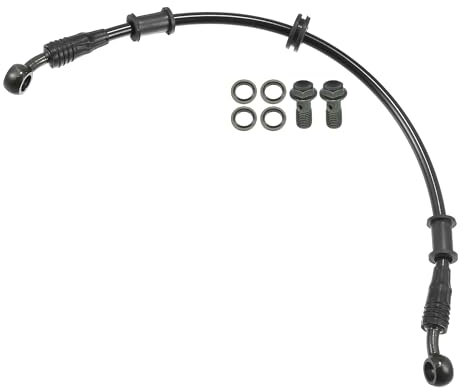 Partuto 1 Set Tubo Olio Freno Idraulico Universale per Moto 40cm 15.75 - per Moto Cross 28 Gradi Cavo Intrecciato Durevole - Acciaio Inossidabile Nero