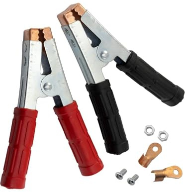 Kit 2 Pinze Batteria Auto 600A in Acciaio Inox – Morsetti Coccodrillo per Cavi 12V/24V – Clip di Avviamento Universali per Auto, Moto, Camion, Barca – Presa Forte e Sicura