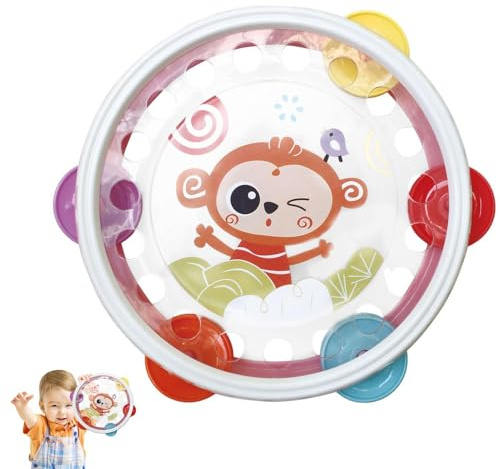 Teksome Campanilla de pandereta para niños | Instrumentos educativos Juguete de Aprendizaje Musical de pandereta - Pandereta de precusión Ligera y Duradera para niños