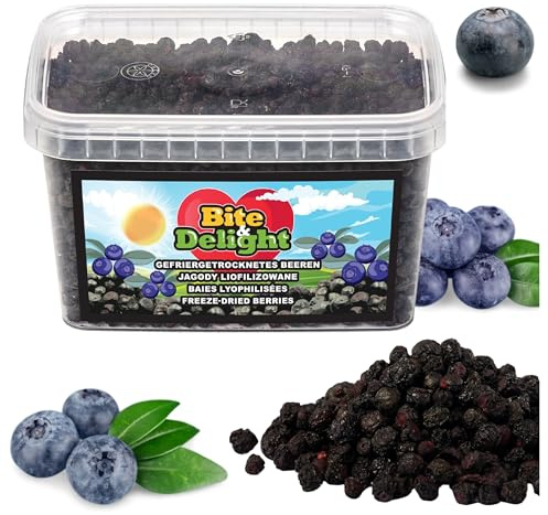Bite & Delight Arándanos liofilizados 300g – Snack crujiente, dulce y saludable sin aditivos – Fruta deshidratada 100% natural