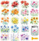 GLOBLELAND 18 Blatt Künstlerische Blumen Und Pflanzen Transferaufkleber 3.9x3.6 Zoll Mohnblumen Abziehbilder Tulpen Zum Aufreiben für Möbel Vasen Gläser Einmachgläser Dekorationen Kunsthandwerk