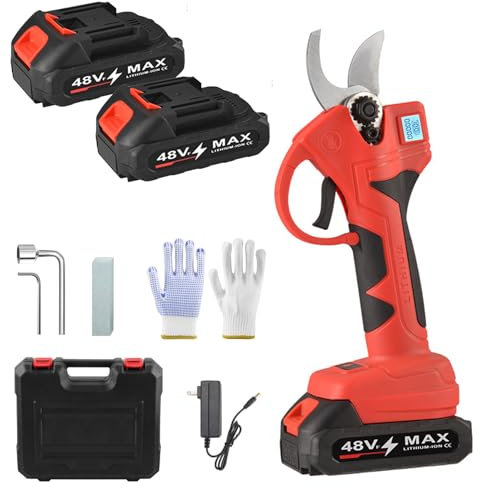 Tijeras de Podar Eléctricas, 30mm Tijeras Eléctricas Portátiles con 2 Baterías, Podadora Electrica Bateria para Jardines, Ramas, Huertos