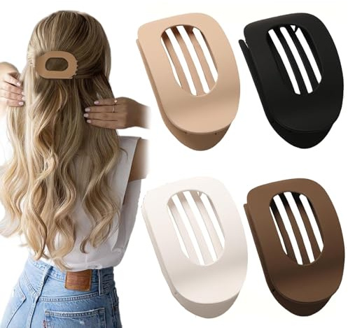 Flat Hair Clips for Women,4 Pack Ergonomic Curved Hair Claw Clips for Thick Thin Curly Hair, Strong Hold (ColourB)