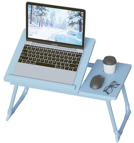 Laptop Desk, Laptop Bed Table with Foldable Legs and Cup Slot Adjustable Trays Reading Book Holder Notebook Bed Terrace Balcony
