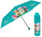PERLETTI Regenschirm Kompakt Handtasche für Damen - Taschenschirm Manuell für Frauen Mädchen - Damenschirm Regen Schirm Sturmfest Leicht Mini - Durchmesser 97 cm (Türkis mit Hunden)
