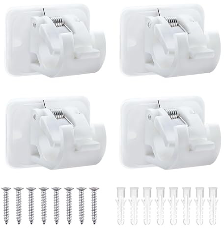 4 Pezzi Staffa Autoadesiva per Asta per Tende, Supporti per Ganci per Tendaggi Supporto Staffe,Ganci Adesivi per Tende per Soggiorno, Bagno, Camera da Letto