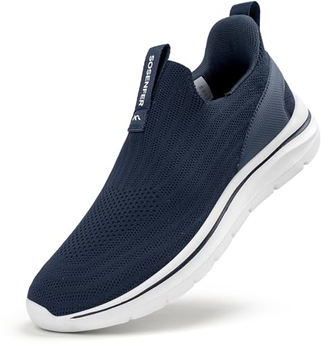 Sosenfer Slip On Sneaker Uomo Hands Free Senza Scarpe Lacci Scarpe Sportive Scarpe da Corsa Leggera Traspirante Antiscivolo Scarpe per Sport, Tempo Libero Fitness Jogging Walking, 1671 blu scuro, 45