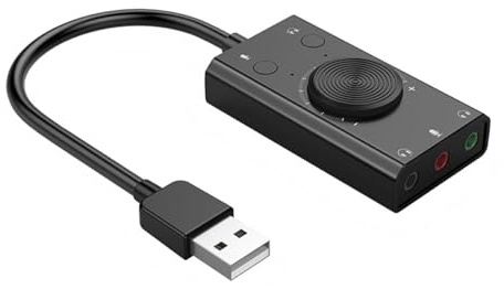 2-i-1 extern USB-drivrutinsfri ljudkort med LED-indikator för högtalare mikrofon hörlurar plug-in & play