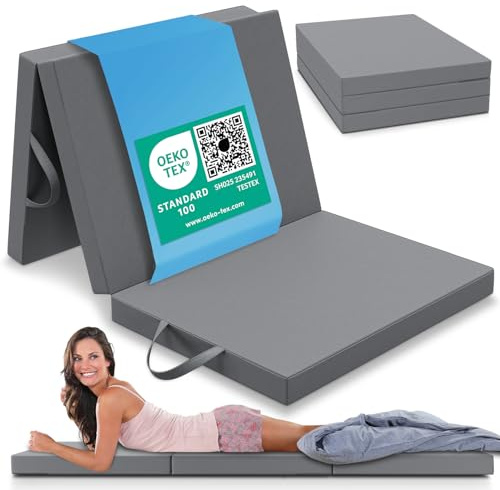 ELONEO Materasso pieghevole 90x200 cm, altezza 8 cm, materasso pieghevole per ospiti, materasso singolo, cubo per dischi intervertebrali, materasso da viaggio, letto per ospiti, letto pieghevole