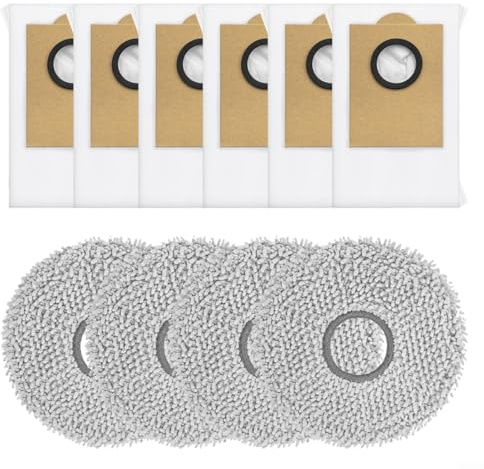 HEIBTENY Kit de chiffon et sac à poussière de rechange pour aspirateur robot Lefant pour M3 Gen1 pour Gen2, 4 serpillères en microfibre et 6 sacs à poussière scellés pour un nettoyage efficace et une