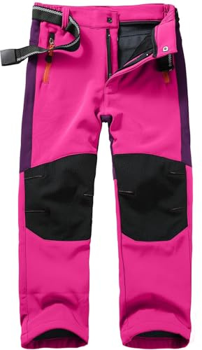 Pantalones de esquí para niños Softshell con forro, pantalones térmicos para niños y niñas, pantalones de nieve, pantalones de invierno para exteriores, pantalones de senderismo