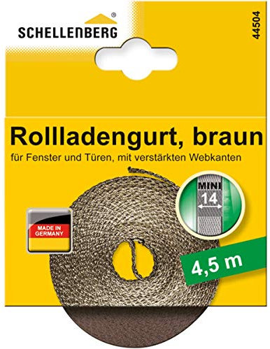 Schellenberg 44504 Rolladengurt 14 mm x 4,5 m System MINI, Rollladengurt, Gurtband, Rolladenband, braun