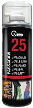 VMD Italia - VMD 25 S - Spray Lubrificante Cavi Elettrici, Lubrificante Scorricavo Spray, Passacavi, Bianco, 400 ml, Toglie Attrito tra Cavi, Rallenta il Processo d'Invecchiamento dei Cavi
