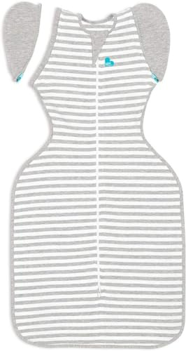 Love To Dream™ Swaddle UP™ Transition Bag, Medium 6–8.5 kg – Grey | Snug Fit with Zip-Off Wings | 1.0 Tog Ideal for Spring & Summer (20–24°C) | Machine Washable Cotton & Double Zip