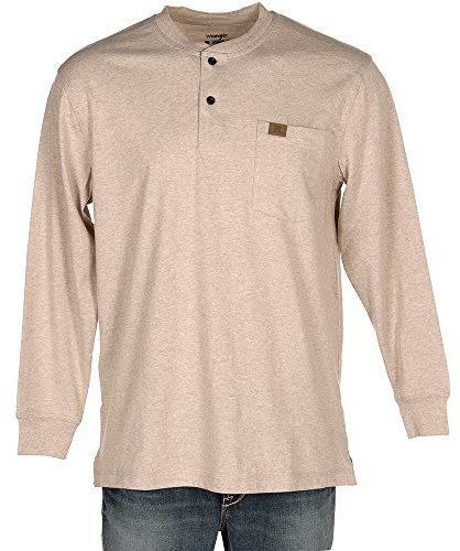 Wrangler Camisa de Trabajo para Hombre., Copos de Avena jaspeados., XL