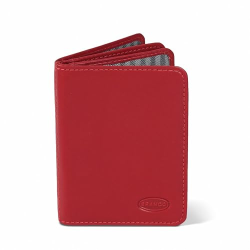Branco A7 Hülle Etui Mappe z.B. für Ausweis, Fahrzeugschein, Führerschein und Kredit-Karten, Echt-Leder, Rot, 302